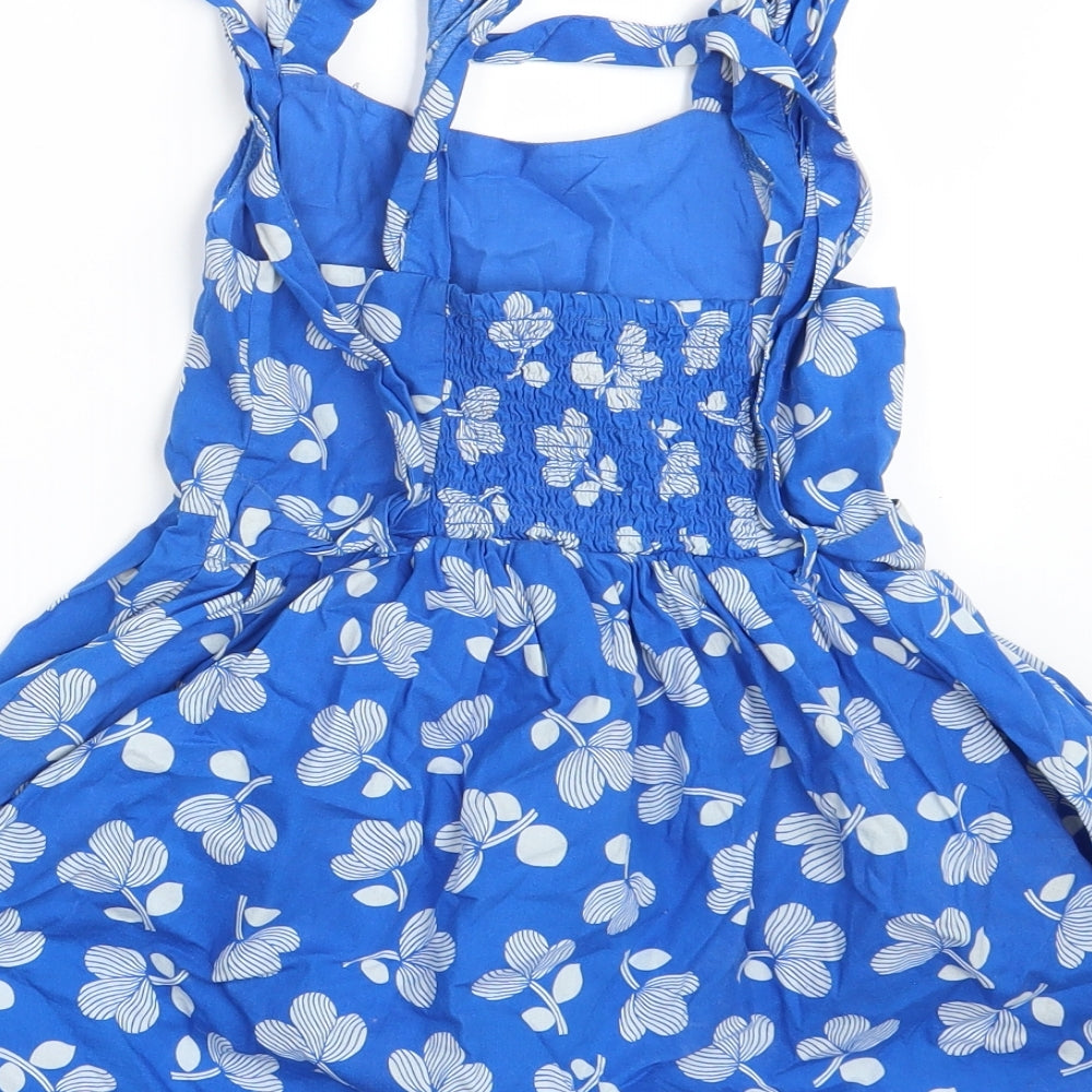 m&s Girls Blue Floral  Fit & Flare  Size 4-5 Years