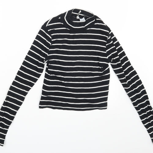Divided Womens Black Striped  Pullover Jumper Size S