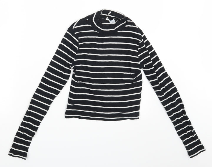 Divided Womens Black Striped Pullover Jumper Size S