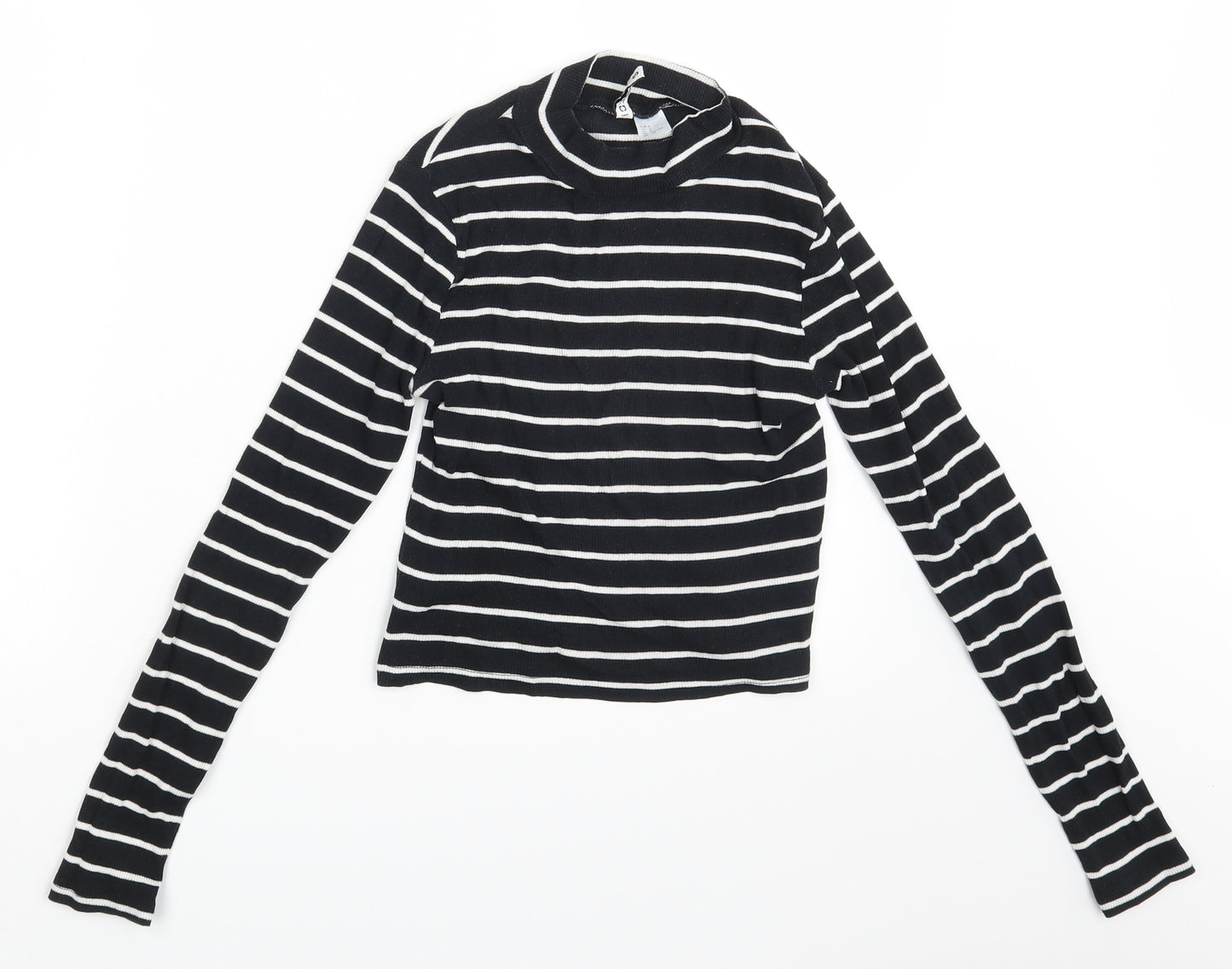 Divided Womens Black Striped  Pullover Jumper Size S