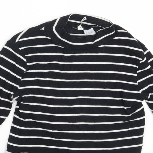Divided Womens Black Striped  Pullover Jumper Size S