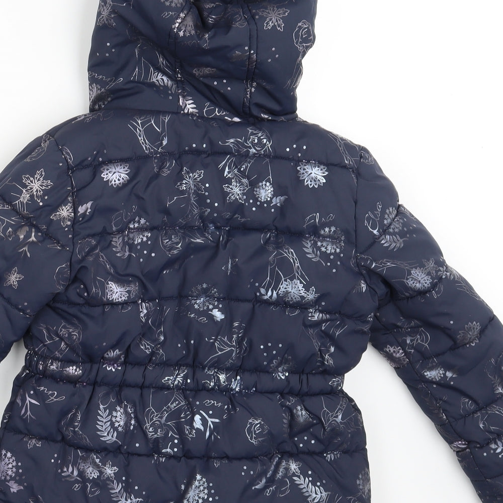 George Girls Blue Floral  Puffer Jacket Jacket Size 5-6 Years  - Frozen 2