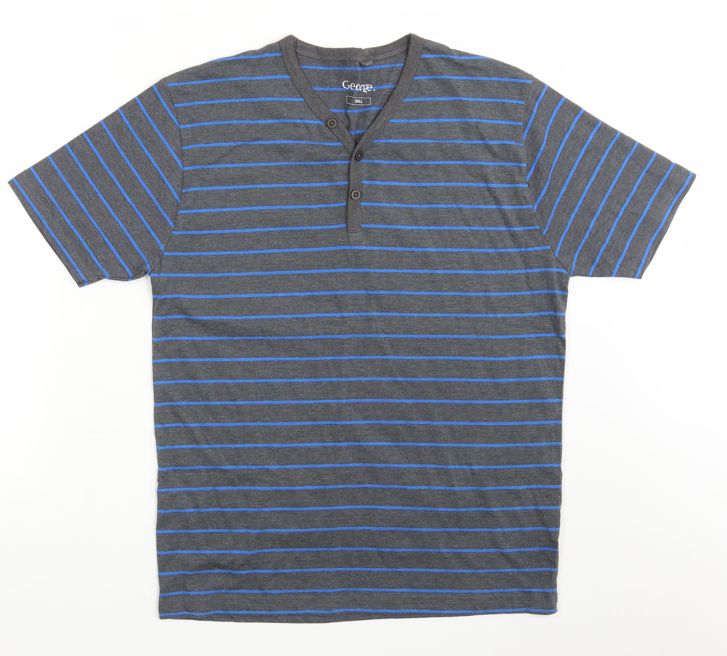 George Mens Grey Striped   T-Shirt Size S