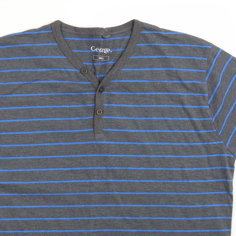 George Mens Grey Striped   T-Shirt Size S