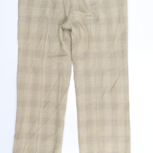 C&A Womens Beige Check  Dress Pants Trousers Size 30 in L30 in