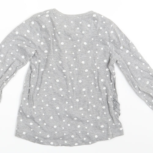Ka Girls Grey Polka Dot  Basic T-Shirt Size 6-7 Years  - Part Time Unicorn
