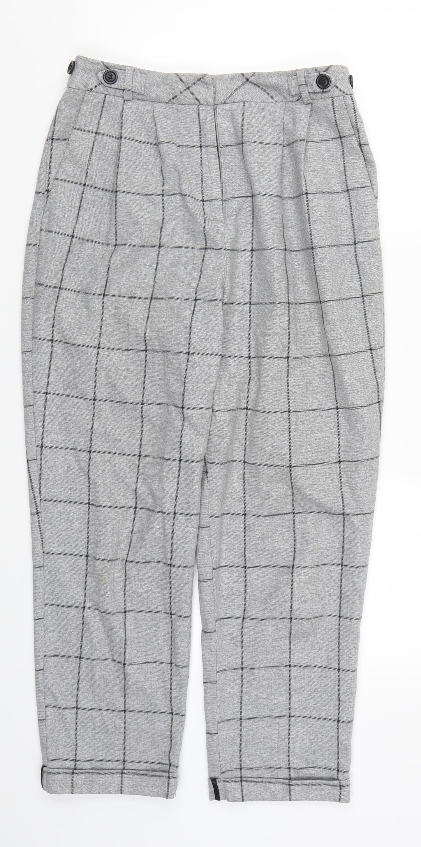 Topshop Womens Grey Check  Trousers  Size 10 L25 in