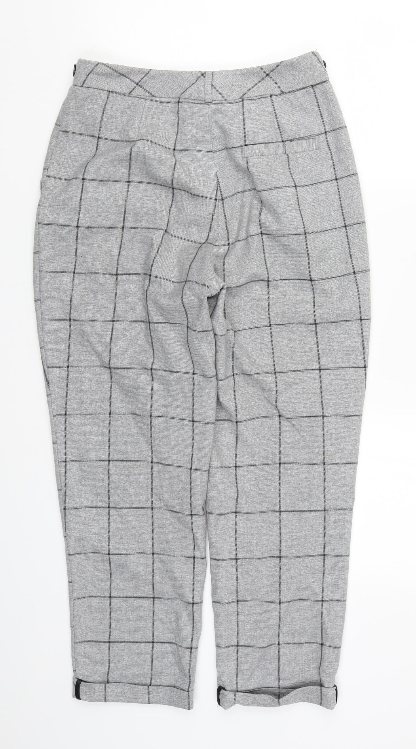 Topshop Womens Grey Check  Trousers  Size 10 L25 in