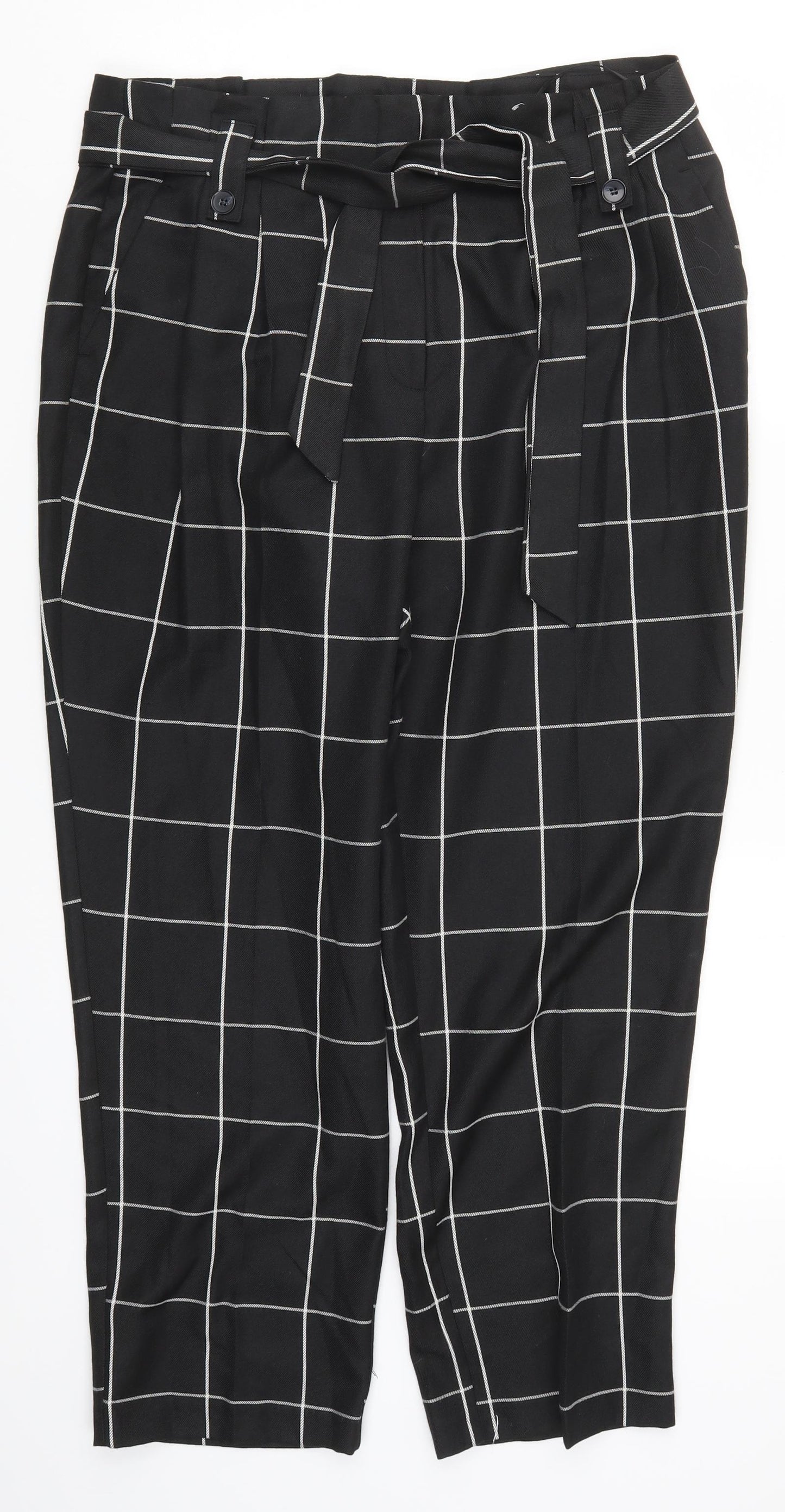 Primark Womens Black Check  Trousers  Size 16 L26 in
