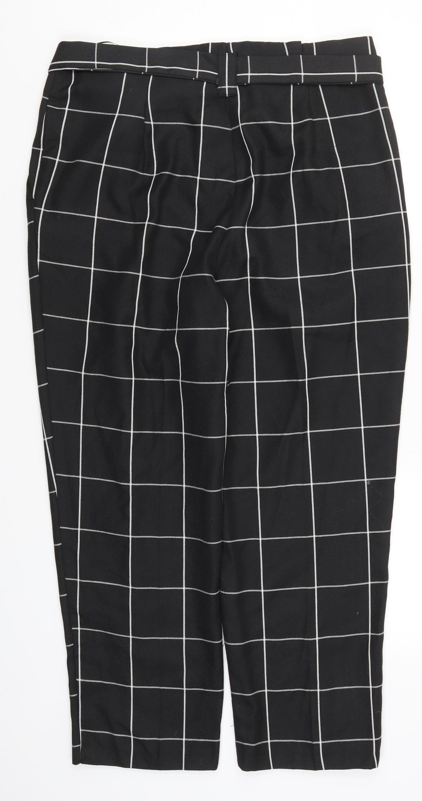 Primark Womens Black Check  Trousers  Size 16 L26 in
