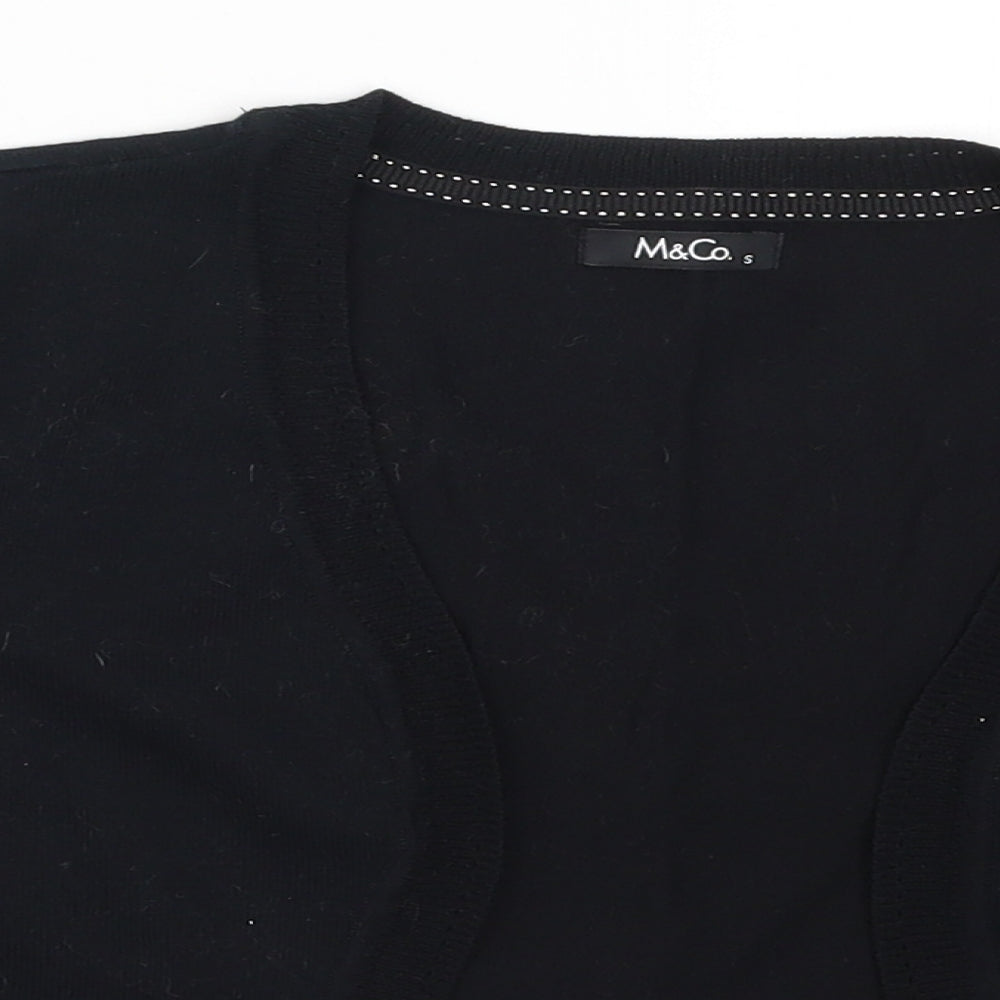 M&Co Womens Black  Knit Cardigan Jumper Size S
