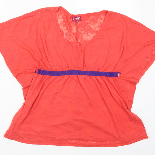 Coline Womens Red Paisley  Basic T-Shirt Size M