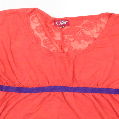 Coline Womens Red Paisley  Basic T-Shirt Size M