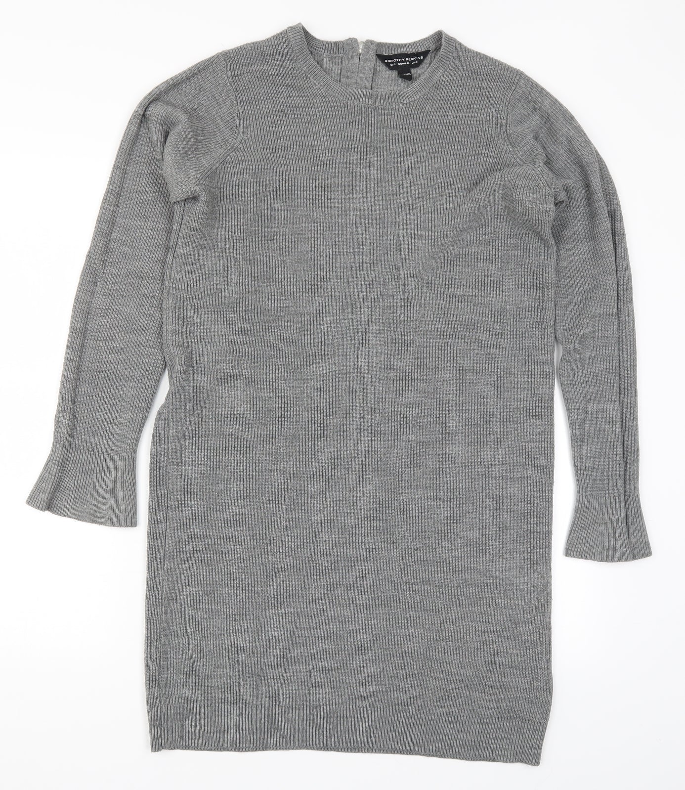 Dorothy Perkins Womens Grey  Knit Jumper Dress  Size 12