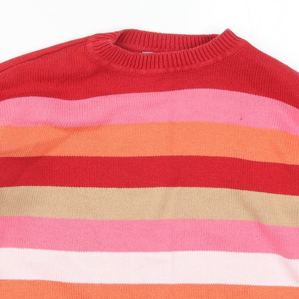 Oliver Bonas Womens Pink Striped Knit Pullover Jumper Size 8