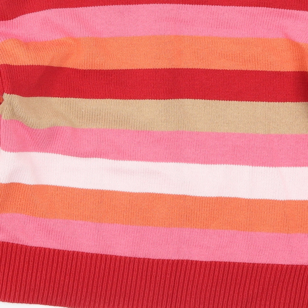 Oliver Bonas Womens Pink Striped Knit Pullover Jumper Size 8