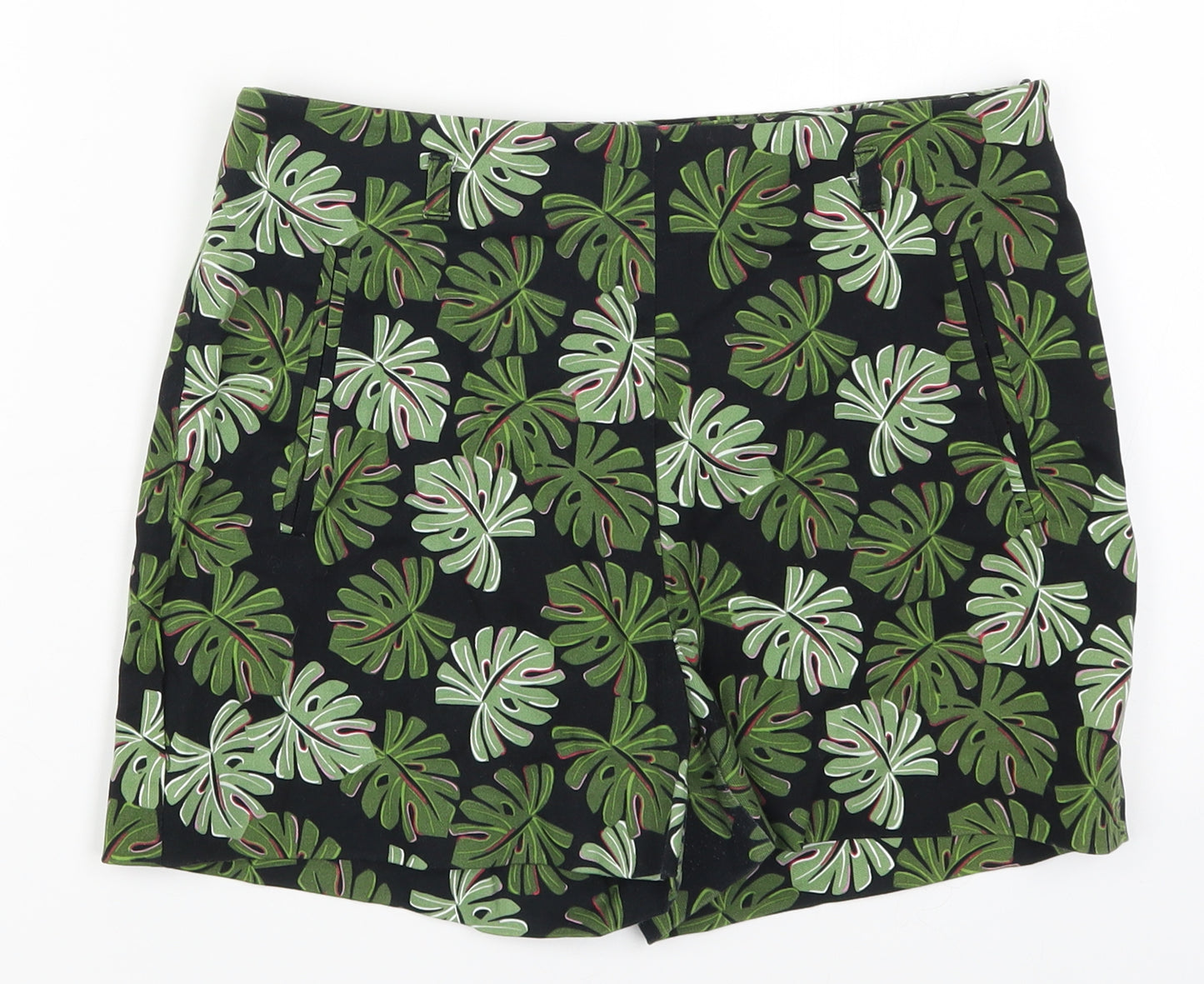 Dunnes Womens Green Floral  Hot Pants Shorts Size 10 - Leaf Print