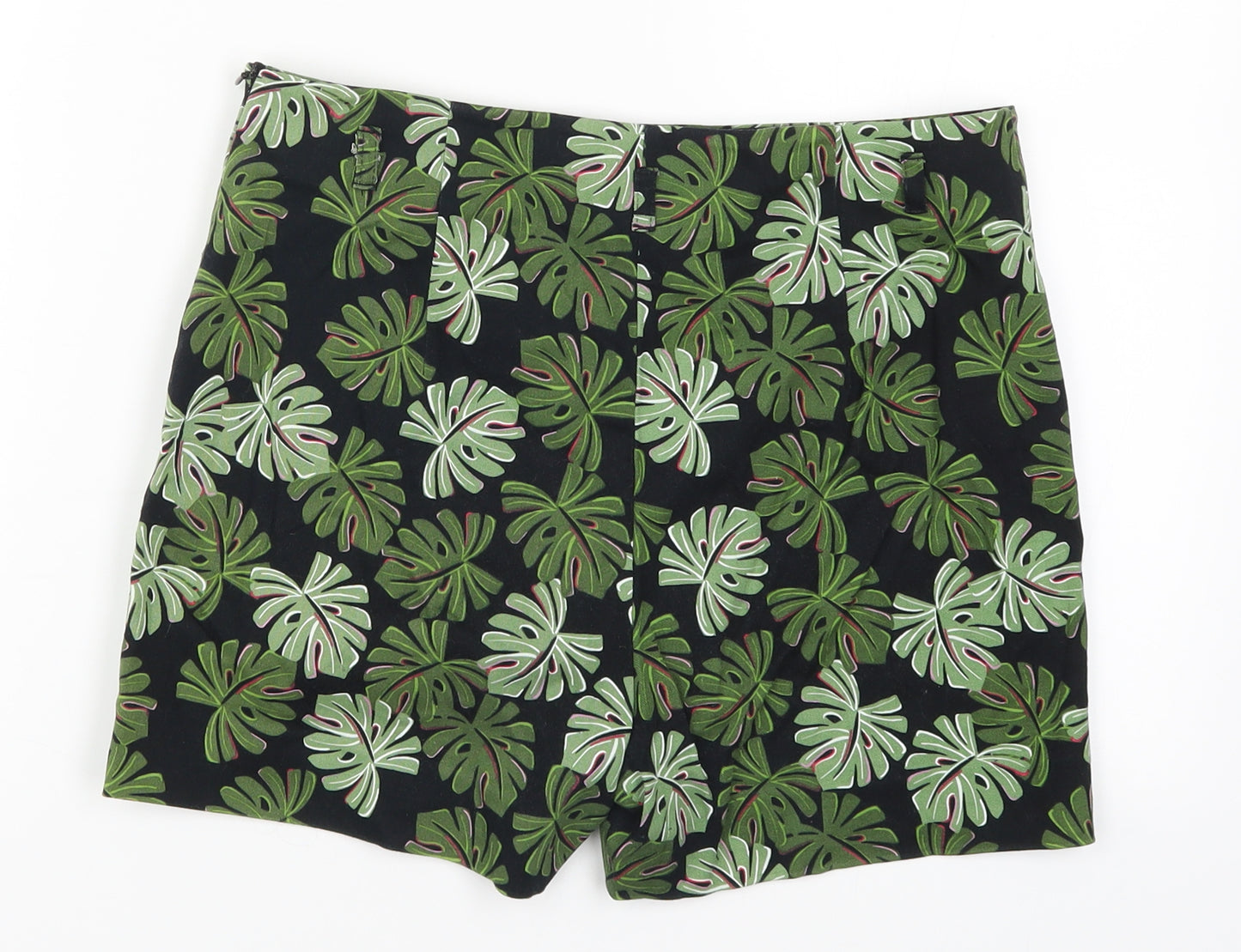 Dunnes Womens Green Floral  Hot Pants Shorts Size 10 - Leaf Print