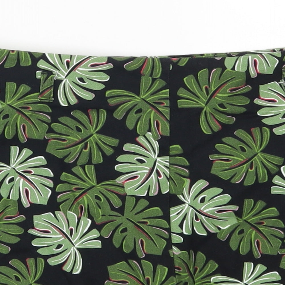 Dunnes Womens Green Floral  Hot Pants Shorts Size 10 - Leaf Print