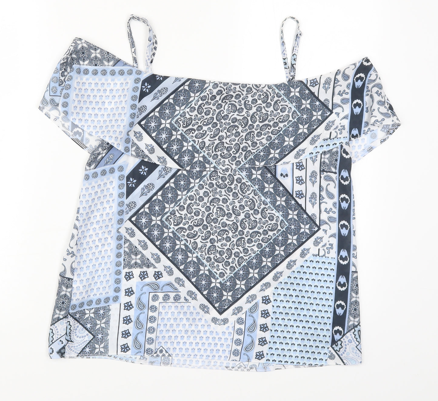 Select Womens Blue Paisley  Basic Tank Size 10