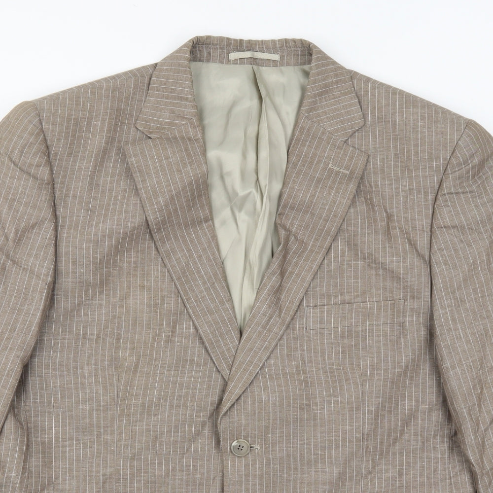 Boulevard Club Mens Brown Striped  Jacket Suit Jacket Size 42