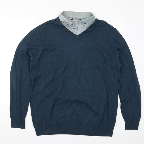 George Mens Blue  Knit Pullover Jumper Size XL