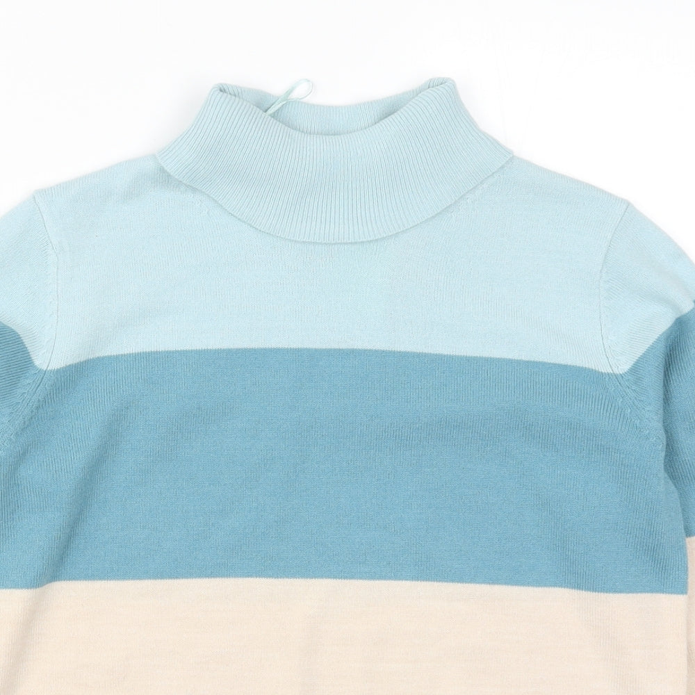 Marks and Spencer Womens Blue Striped Knit Pullover Jumper Size 10
