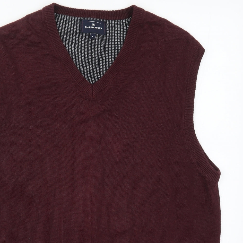 Blue Harbour Mens Red  Knit Vest Jumper Size L