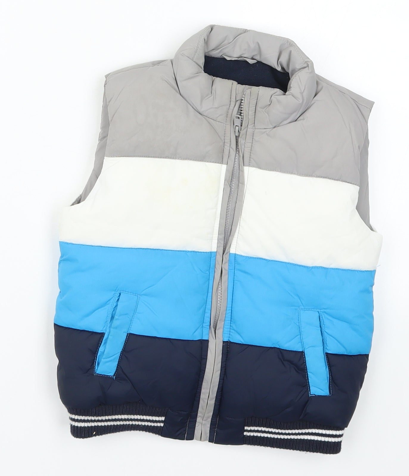 Matalan Boys Blue Striped  Gilet Coat Size 2-3 Years