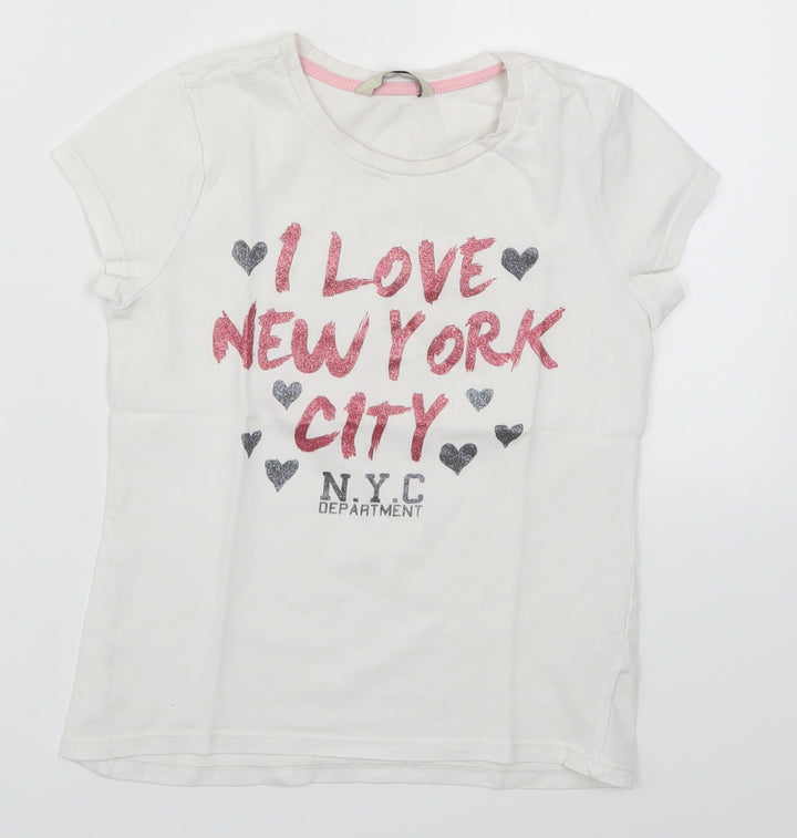 George Girls White   Basic T-Shirt Size 7-8 Years  - I Love New York City