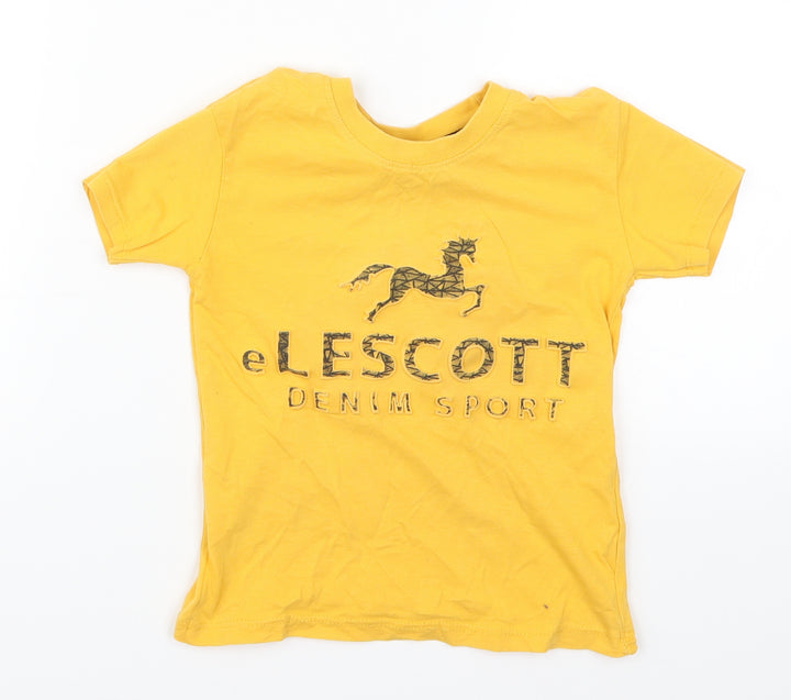 Pir Pir Boys Yellow   Basic T-Shirt Size 7-8 Years  - eLescott Denim Sport