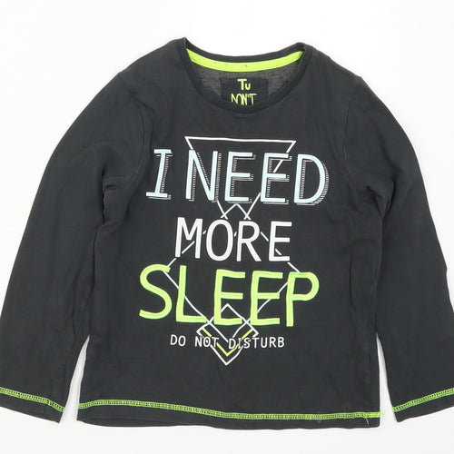 TU Boys Grey Solid   Pyjama Top Size 6-7 Years  - Need More Sleep