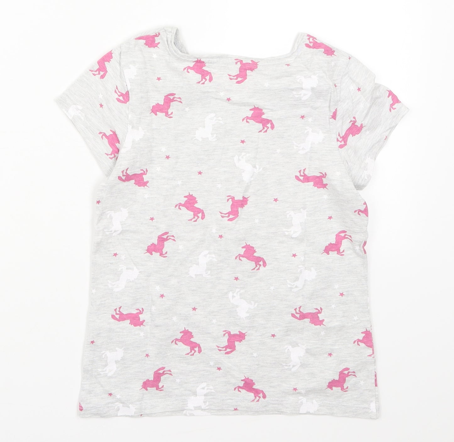 Primark Girls Grey   Basic T-Shirt Size 8-9 Years  - Believe in Unicorns