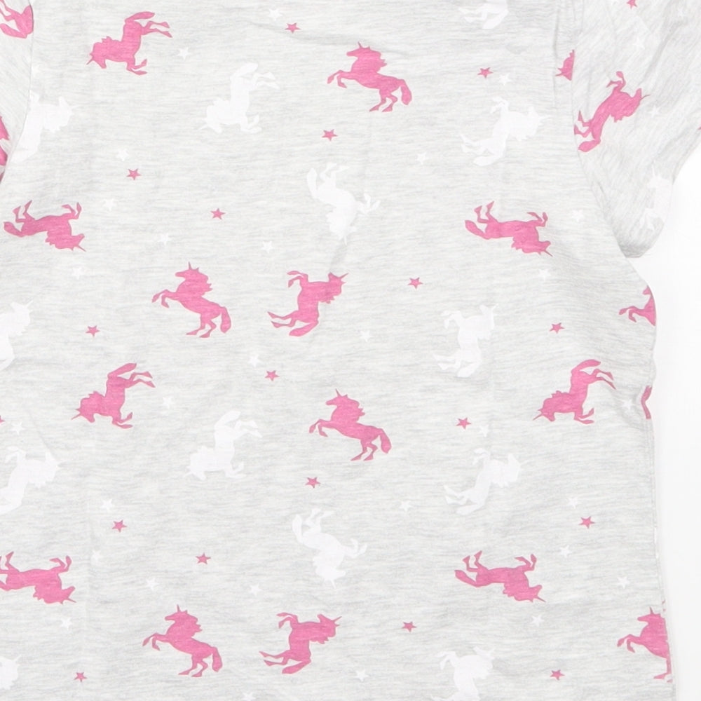 Primark Girls Grey   Basic T-Shirt Size 8-9 Years  - Believe in Unicorns