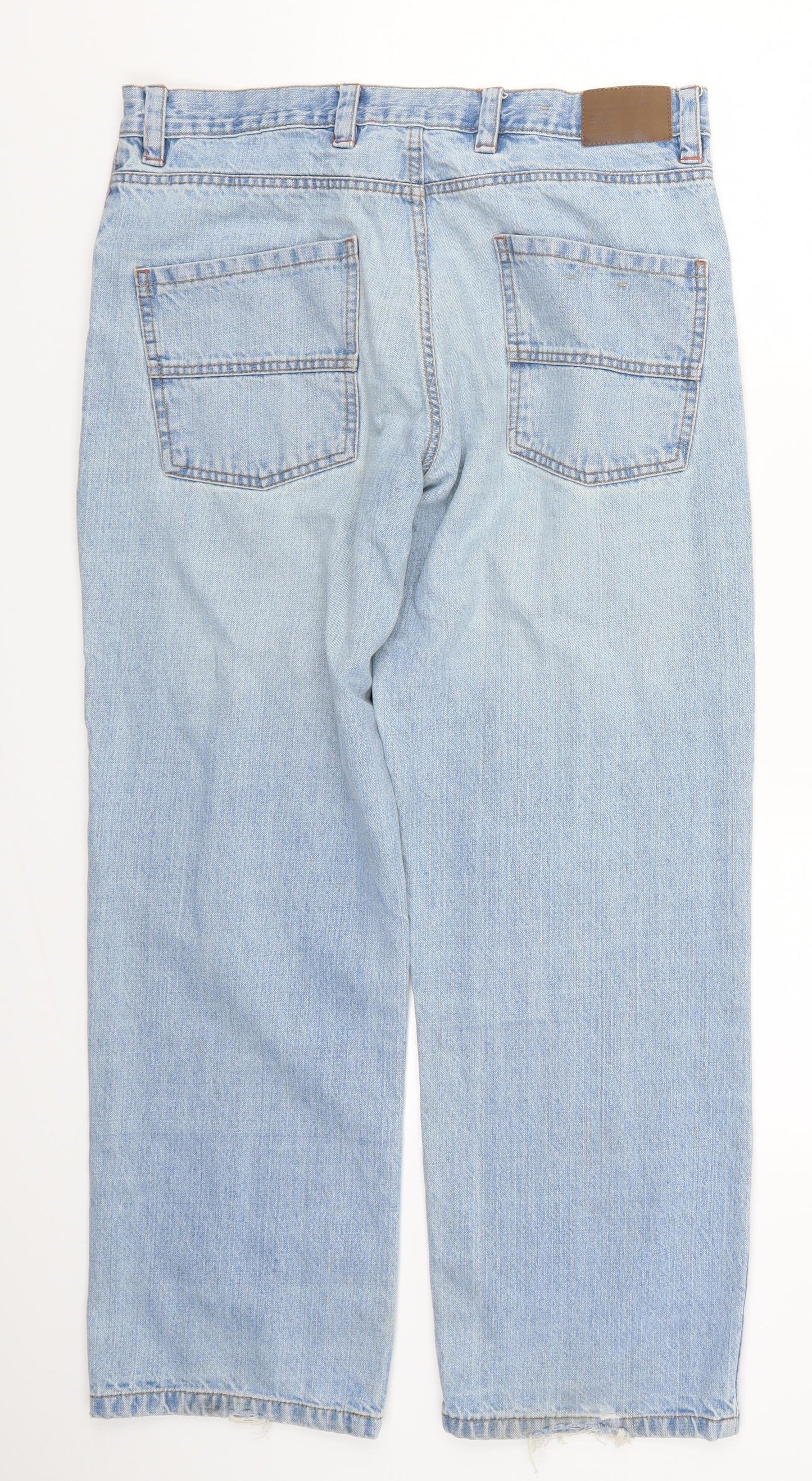Matalan Mens Blue  Denim Straight Jeans Size 32 L29 in - Distressed Hem