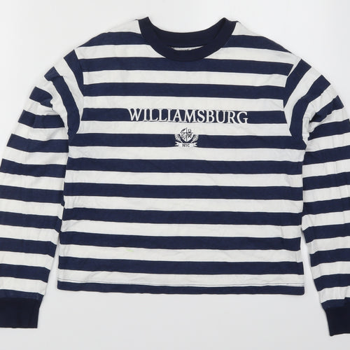 Topshop Womens Blue Striped  Pullover Sweatshirt Size 8  - Williamsburg