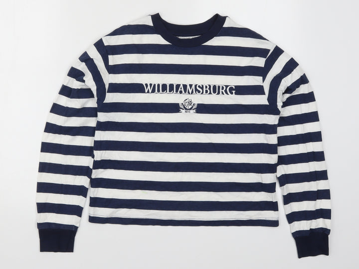 Topshop Womens Blue Striped  Pullover Sweatshirt Size 8  - Williamsburg