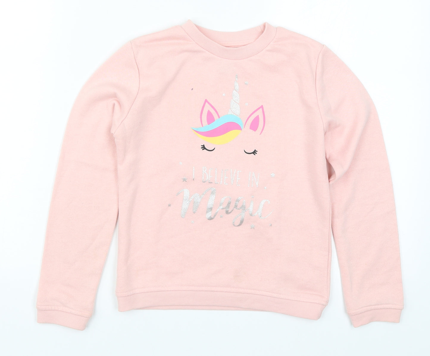 Primark Girls Pink   Pullover Sweatshirt Size 7-8 Years  - Believe in Magic