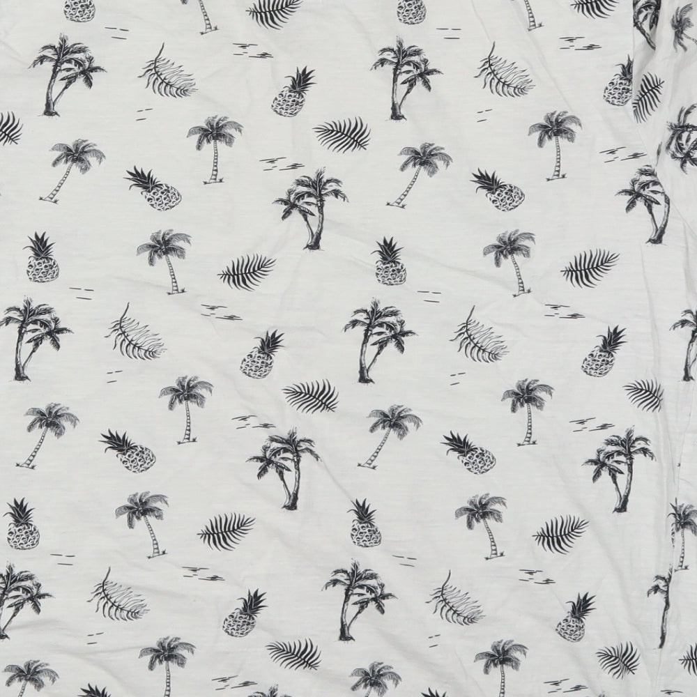 Matalan Mens White    T-Shirt Size L  - Palm Trees and Pineapples