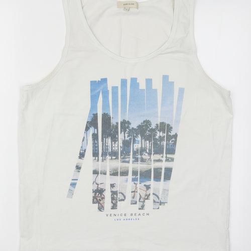 River Islan Mens White    T-Shirt Size L  - Venice Beach