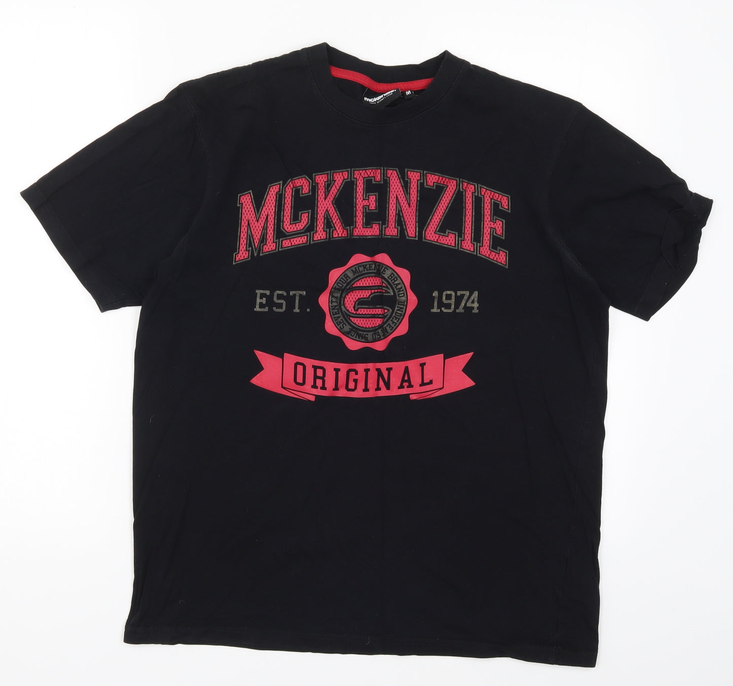 McKenzie Mens Black    T-Shirt Size M  - Red