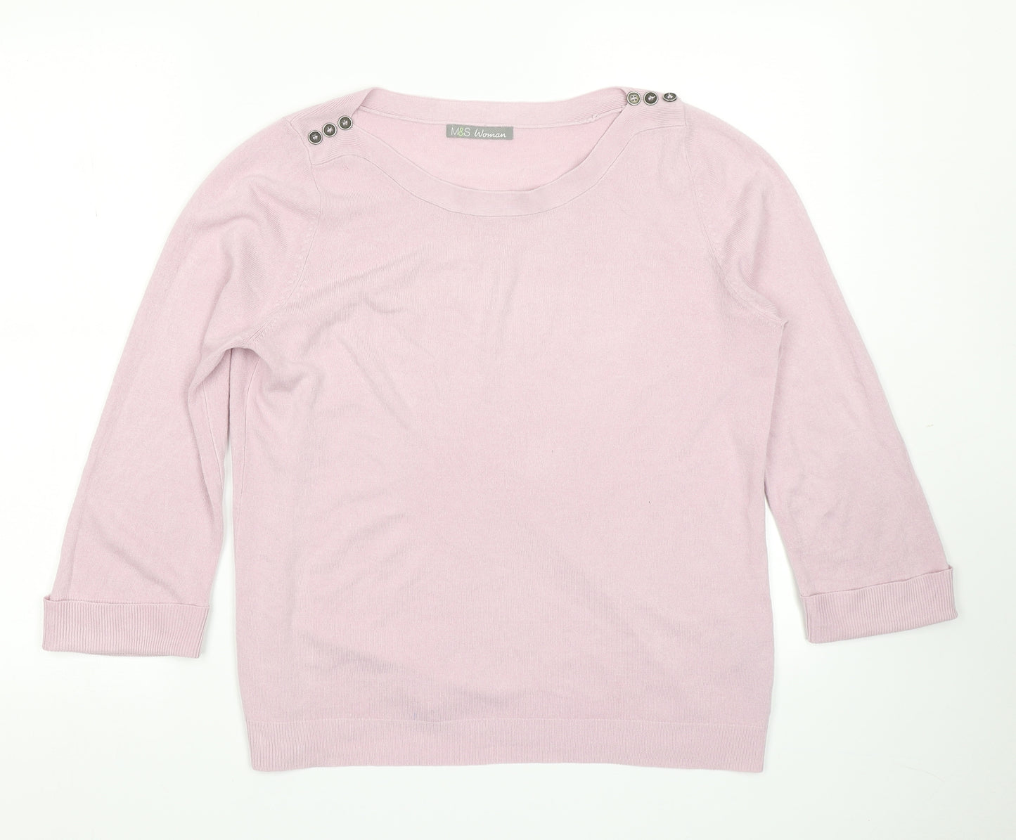 M&S Woman Womens Pink  Knit Pullover Jumper Size 14