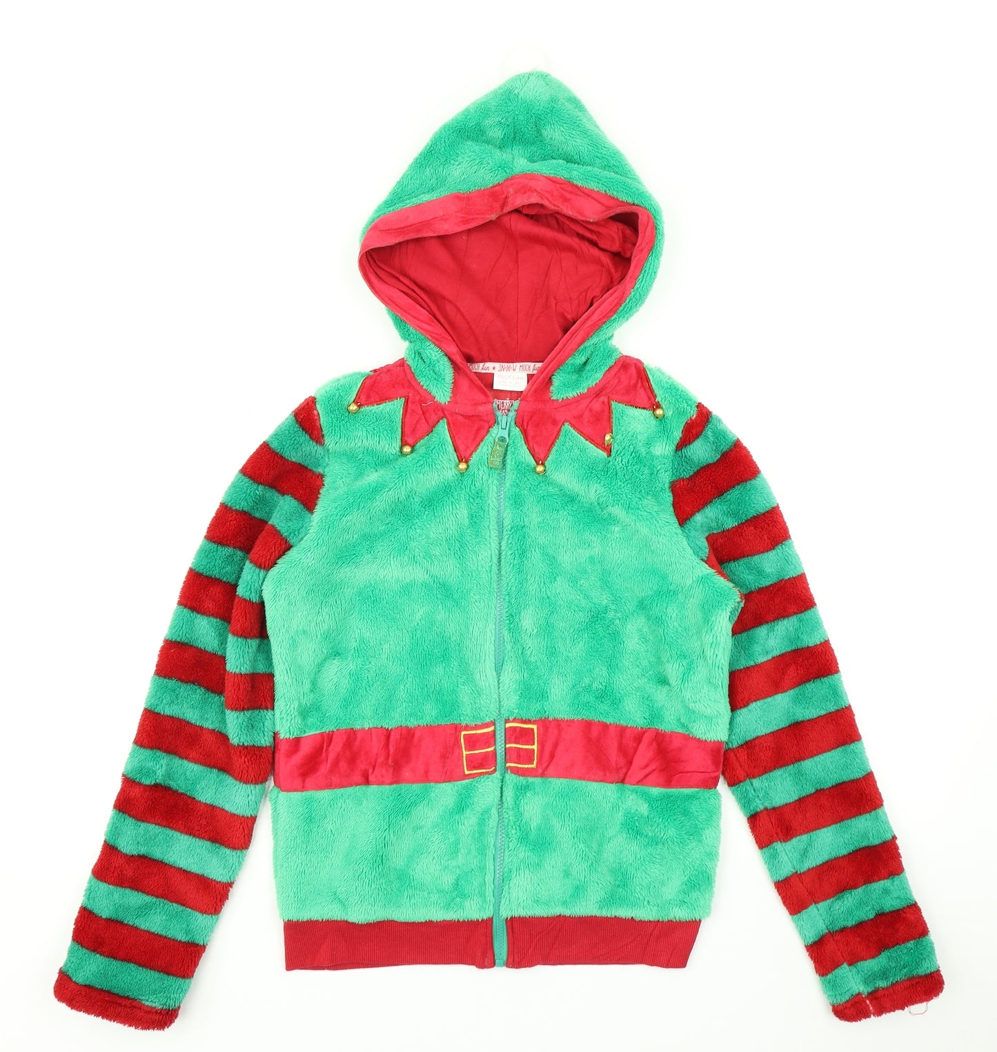 F&F Girls Green   Full Zip Hoodie Size 12-13 Years  - Elf Christmas