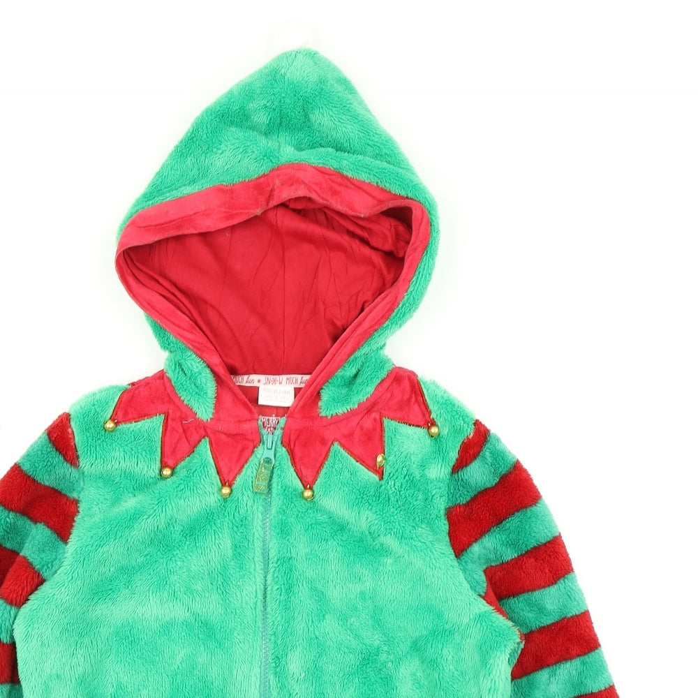 F&F Girls Green   Full Zip Hoodie Size 12-13 Years  - Elf Christmas