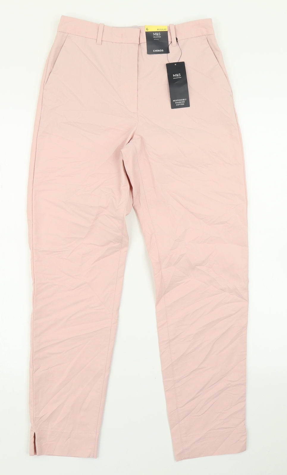 M&S Collection Womens Pink   Chino Trousers Size 6 L27 in