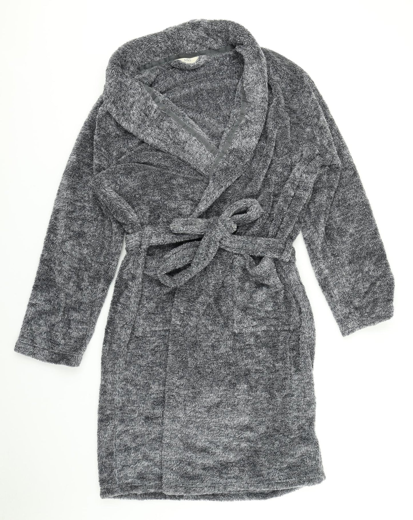 M&S Mens Grey Solid   Robe Size L
