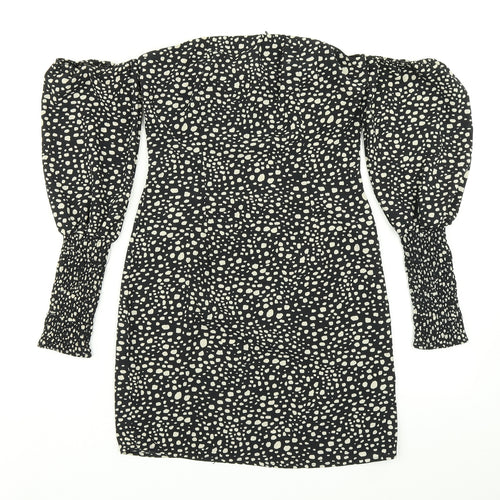 Pretty Little Thing Womens Black Animal Print  Bodycon  Size 4
