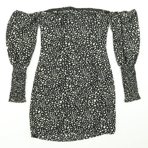 Pretty Little Thing Womens Black Animal Print  Bodycon  Size 4