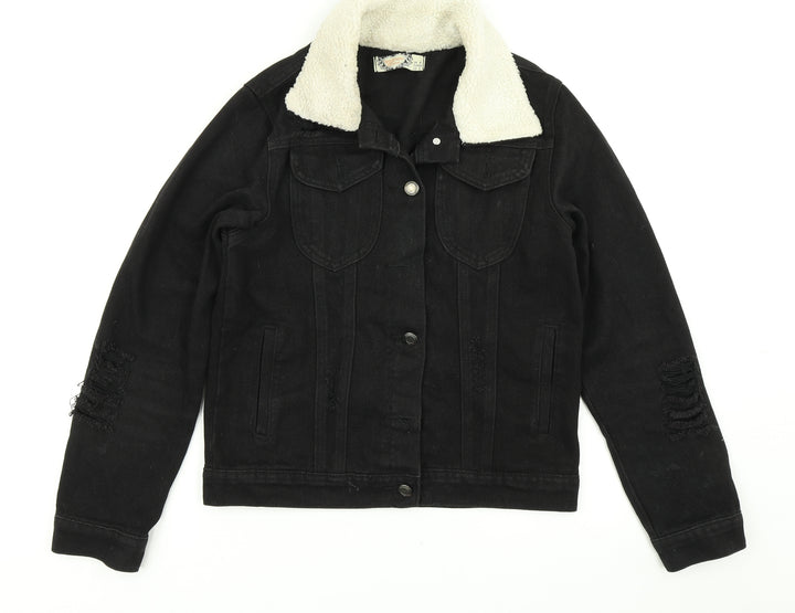 Boohoo Womens Black  Denim Jacket  Size 8