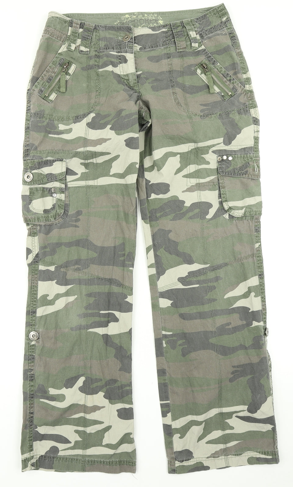 Cherokee Womens Green Camouflage  Cargo Trousers Size 10 L30 in